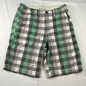 American Eagle - Men’s Shorts - Longer Length - Size 30 -Plaid-Teal, Gray, White